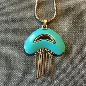 Vintage Turqoise colored silver pendant necklace